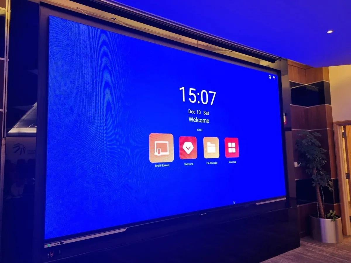 The large display lit blue during testing