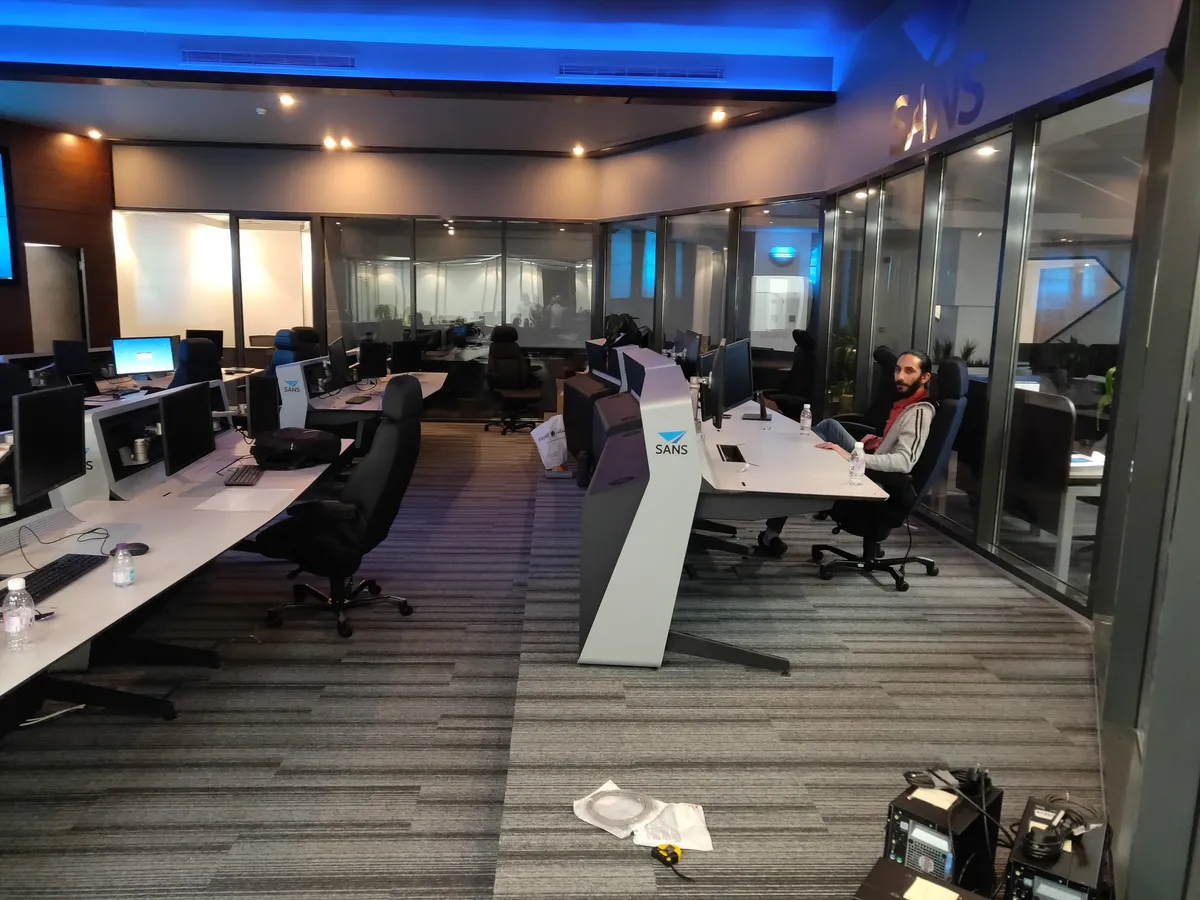 The control room floor from the entrance