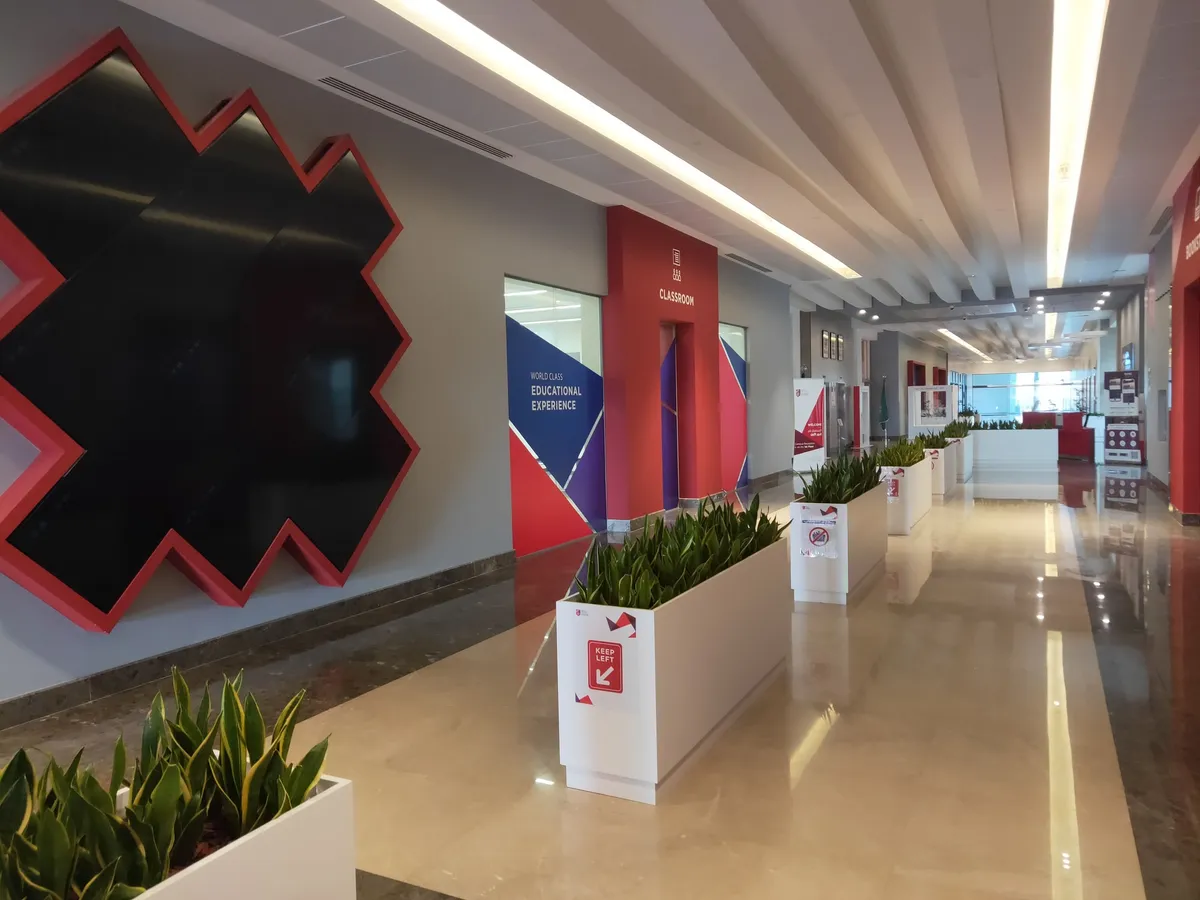 Student lounge and classroom entrance