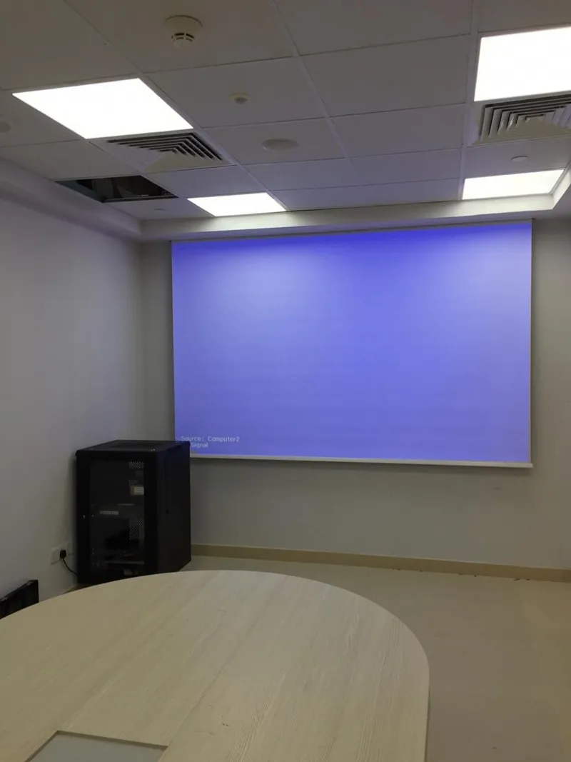 Meeting room with a projection screen
