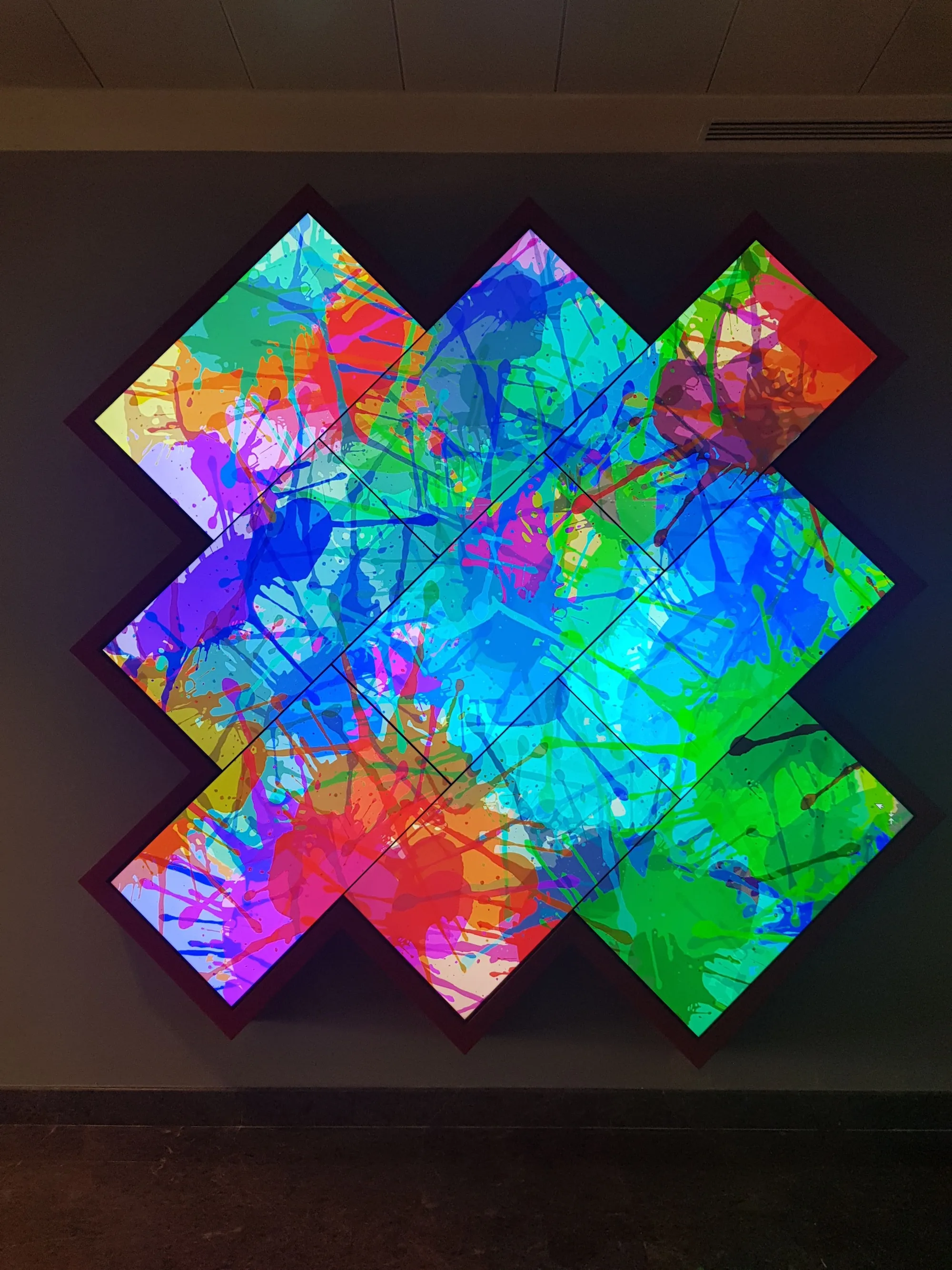 A sculptural LED feature wall in the lobby